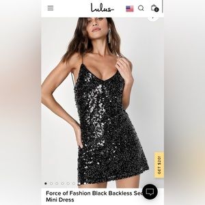 Black Backless Sequin Dress